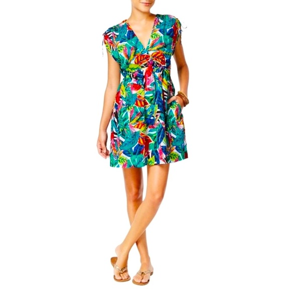 Lauren Ralph Lauren Rainforest Tropical Farrah Swimsuit Cover Up Dress SZ M - Picture 3 of 11